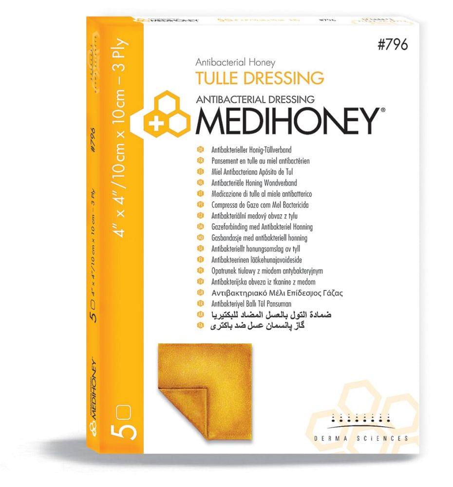 Medihoney Antibacterial Tulle 10x10cm 3ply USL Medical