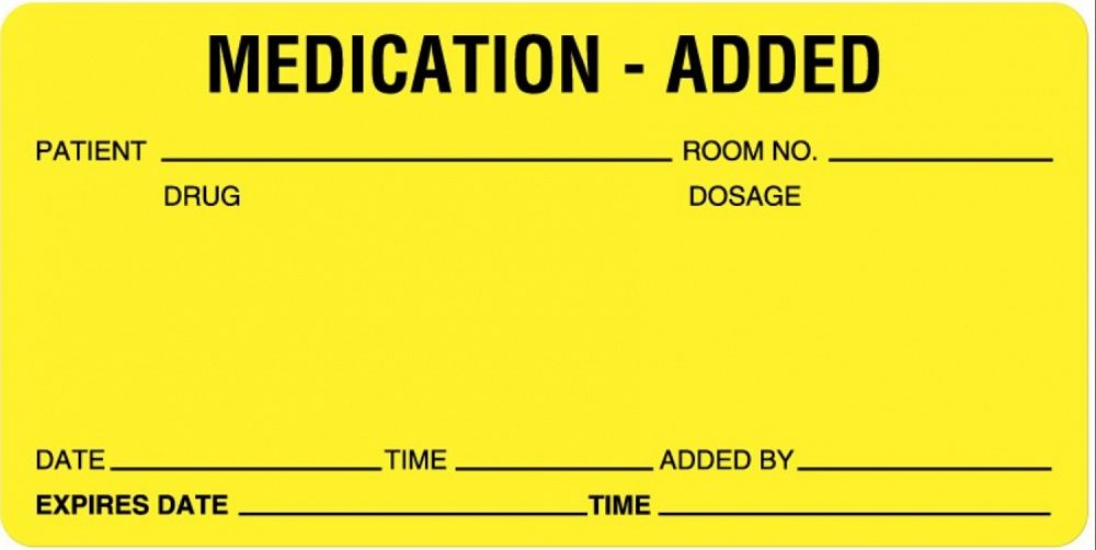 Medication Added Label 60 x 31mm Pkt500 USL Medical